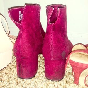 Red suede booties